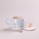Чашка керамічна Rainbow Ceramic Mug 400ml Pink з кришкою і ложкою кухоль для чаю з кришкою Блакитний