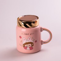 Кухоль керамічний Creative Show Ceramics Cup Cute Girl 420ml кухоль для чаю з кришкою Рожевий
