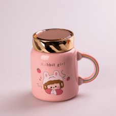 Кухоль керамічний Creative Show Ceramics Cup Cute Girl 420ml кухоль для чаю з кришкою Рожевий