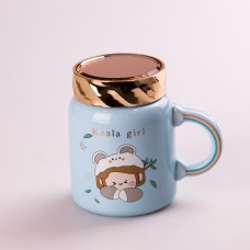 Кухоль керамічний Creative Show Ceramics Cup Cute Girl 420ml кухоль для чаю з кришкою Блакитний