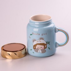 Кухоль керамічний Creative Show Ceramics Cup Cute Girl 420ml кухоль для чаю з кришкою Блакитний
