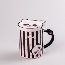 Чашка керамічна The Panda 350мл з блюдцем та ложкою кухоль із блюдцем і ложкою Смужка