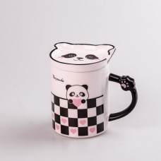 Чашка керамічна The Panda 350мл з блюдцем та ложкою кухоль із блюдцем і ложкою Клітка