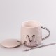 Кухоль керамічний Rabbit 300мл з кришкою та ложкою чашка з кришкою чашки для кави Бежевий