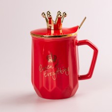 Чашка керамічна Queen of Everything 400мл з кришкою та ложкою чашка з кришкою чашки для кави