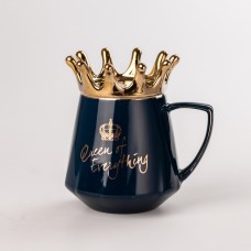 Чашка керамічна Queen of Everything 400мл з кришкою та ложкою