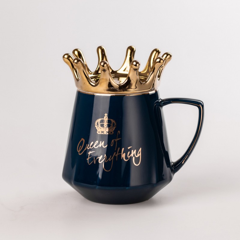 Чашка керамічна Queen of Everything 400мл з кришкою та ложкою