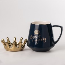 Чашка керамічна Queen of Everything 400мл з кришкою та ложкою
