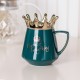 Чашка керамічна Queen of Everything 400мл з кришкою та ложкою Зелений