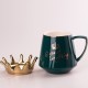 Чашка керамічна Queen of Everything 400мл з кришкою та ложкою Зелений