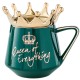 Чашка керамічна Queen of Everything 400мл з кришкою та ложкою Зелений