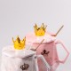 Набір чашок керамічних 400 мл Queen&King з кришкою та ложкою 2 штуки