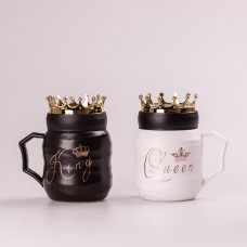 Набір керамічних чашок Queen & King 450 з кришкою 2 штуки чашка з кришкою