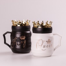 Набір керамічних чашок Queen & King 450 з кришкою 2 штуки чашка з кришкою