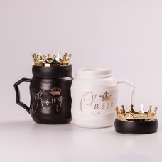 Набір керамічних чашок Queen & King 450 з кришкою 2 штуки чашка з кришкою