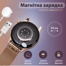 Жіночий смарт годинник з металевим браслетом сенсорний годинник розумний годинник з nfc Золотий