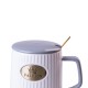 Чашка керамічна TS Kitchen HP-403 Fashion 400мл з кришкою і ложкою Сірий