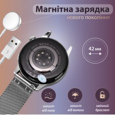 Жіночий смарт годинник з металевим браслетом сенсорний годинник розумний годинник з nfc Сірий