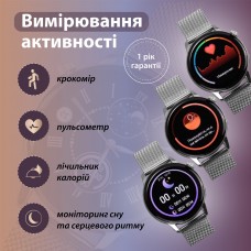 Жіночий смарт годинник з металевим браслетом сенсорний годинник розумний годинник з nfc Сірий